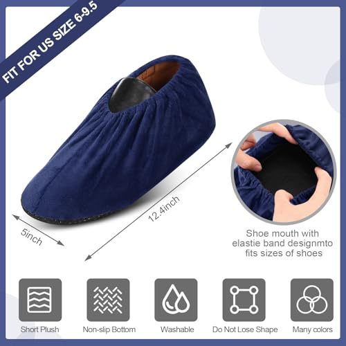 JaGely 11 Pair Reusable Cloth Shoe Covers for Indoors, Navy - color: Navy