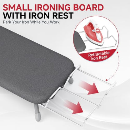 APEXCHASER Small Ironing Board, Iron Board with Iron Rest & Holder, Black - color: Black