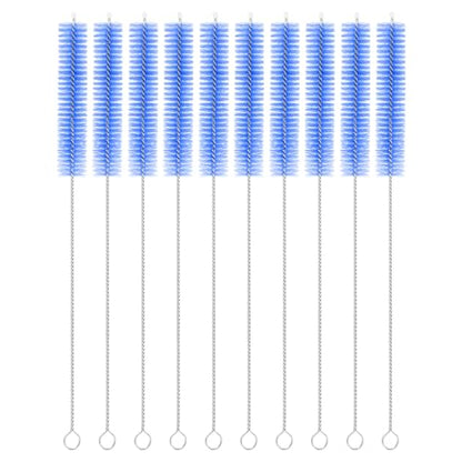 uxcell 10Pcs Drinking Straw Cleaning Brushes, 10" x 5/8" Nylon Bristles Long Straw Brush Pipe Cleaner for Washing Straws Pot Spout, Sippy Cup, Bottle and Tube (Blue) - color: Blue, size: 10" x 5/8"