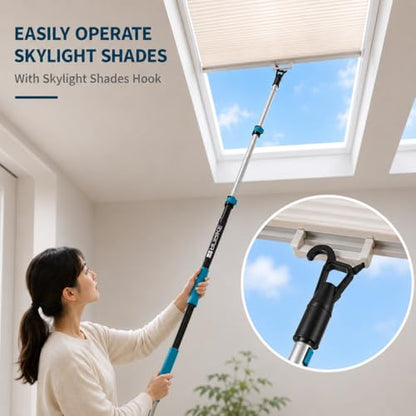 High Ceiling Duster Kit with 3-7.5T Heavy Duty Extension Pole, Reaches Up to 25FT, Includes Microfiber Feather Duster, Cobweb and Ceiling Fan Duster, Window Squeegee Cleaner & Skylight Hook (7FT) - size: 7.5FT