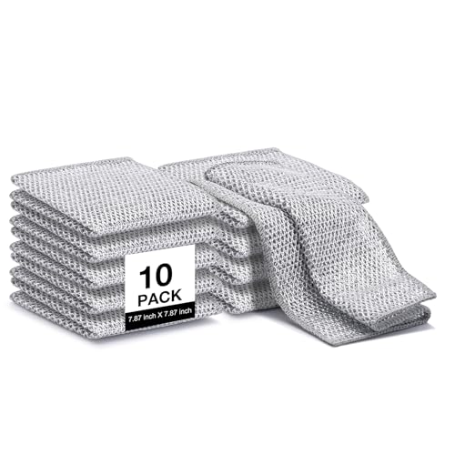 Inkhut Non Scratch Wire Dishcloth, Multipurpose Wire Dishwashing Rag for Wet and Dry, Multifunctional Dish Rags for Washing Dishes, Reusable Steel Wool Scrubber for Kitchen Cleaning