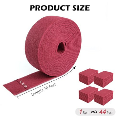 Maroon General Purpose Scuff Pads, Scuffing, Scouring Pad, Sanding, Paint Primer Prep Scratch - Surface Preparation Pad Car Auto Body Woodworking 7447-Premium, 5 Inches * 30 Feet - color: Maroon, style: 5 Inches * 30 Feet