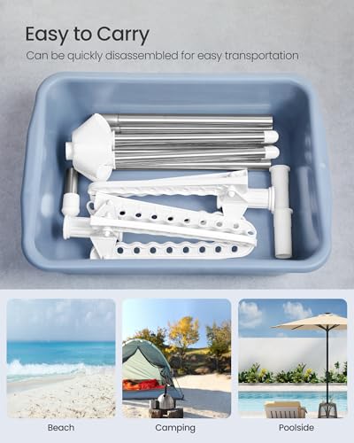 SONGMICS Clothes Drying Rack, 75.6-Inch Drying Rack, 6 Rotatable Arms - color: White + Silver, style: 2-Tier-Hang