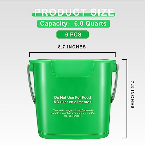 Roshtia 6 Pcs 6 Quart Cleaning Sanitizer Buckets Square Pails, Green - color: Green