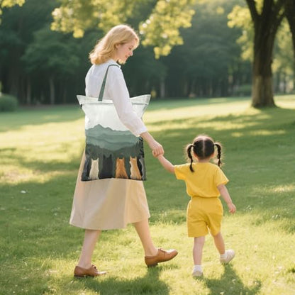 Travel Laundry Bags 2 PC Wet Dry Bag with Handle Dirty Clothes Organizer for Swimsuits Beach Camping Waterproof Washable Cute Wolves Back and Green Mountain - color: Cute Wolves Back and Green Mountain