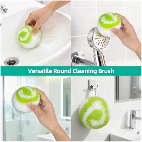 Qaestfy Non-Scratch Scrubber Pads Replacement for Tub and Tile Shower Scrubber - 4 Pack, Compatible with 4-in-1 Bathroom Cleaning Brush, Heavy Duty Scrubbing Pads for Bathtub, Tile, Glass, Shower