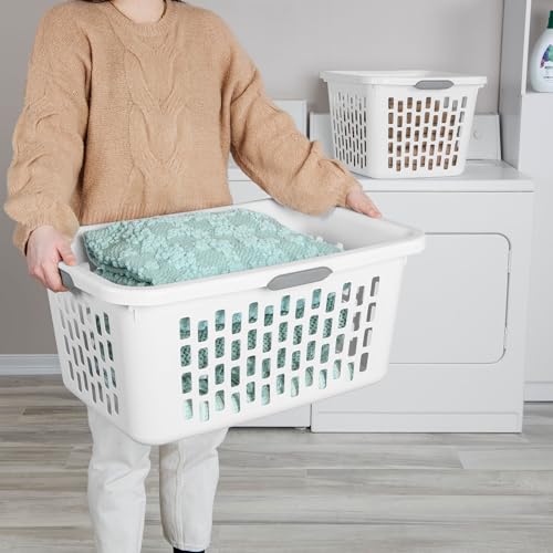 Sterilite Rectangular Laundry Basket, Plastic Clothes Hamper, 6-Pack - color: 2.0 Bushel - White, size: 6 Pack