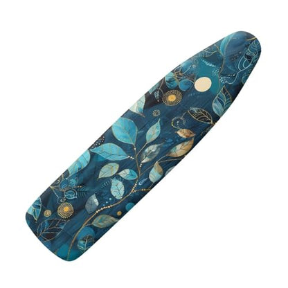 Blue Leaves Ironing Board Cover and Pad, Resist Scorching and Staining, 15x54 Inch Thick Padding Ironing Board Covers, Elastic Edges - color: Blue Leaves