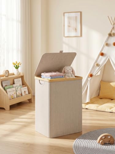IEGrow Laundry Hamper with Lid,85L Laundry Basket with Mesh Bags,Oatmeal - color: Oatmeal, size: 85L