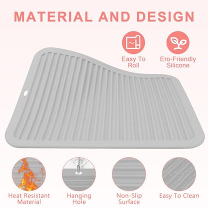 AMIJEAL Oversize Silicone Heat Resistant Mat for Hair Tools(14.2" x 11") - color: Grey