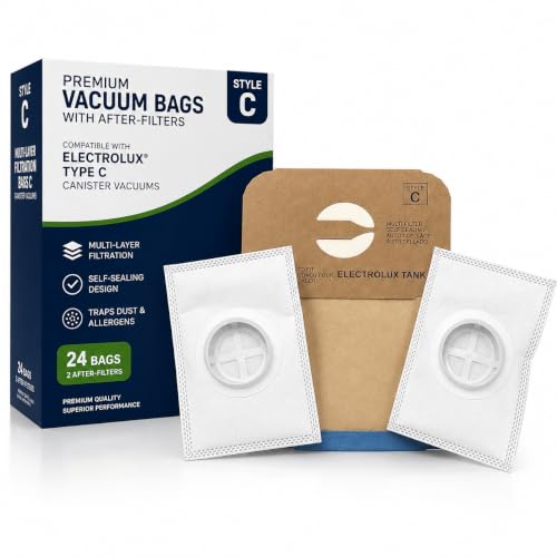 Premium Replacement Style C Bags For Electrolux Type C Canister Vacuums (24 Bags / 2 After-Filters) - style: 24 Bags / 2 After-Filters