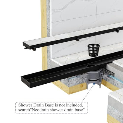 Neodrain 48-Inch Linear Shower Drain-Matte Black,with Tile Insert Grate - color: Matte Black, size: 48 IN