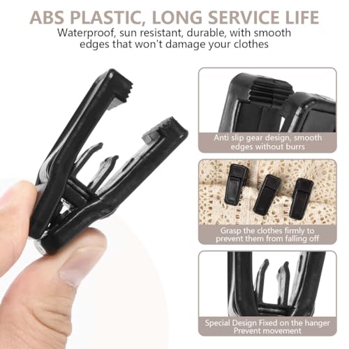 KISEER 40 Pcs Plastic Baby Hanger Clips Slim-line Finger Clips Set for Clothes Hanger Velvet Hanger (Black) - color: Black, size: 40 Pcs
