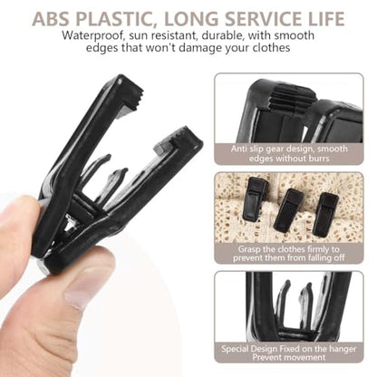KISEER 40 Pcs Plastic Baby Hanger Clips Slim-line Finger Clips Set for Clothes Hanger Velvet Hanger (Black) - color: Black, size: 40 Pcs