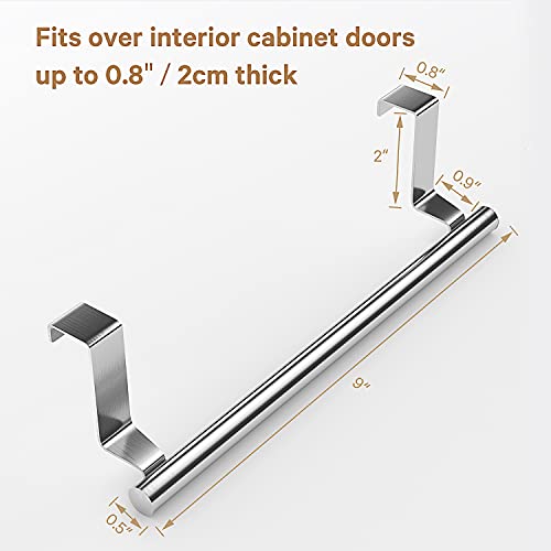 Over Cabinet Towel Bar, Stainless Steel Towel Holder, Silver, 2 Pack - color: Sliver