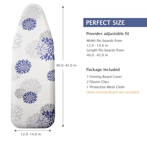 SheeChung 14"x42" Over-The-Door Ironing Board Cover and Pad,Heat Resistance - color: Dahlia, size: 14"x42"