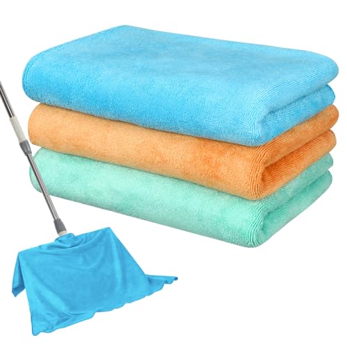 Newwiee 3 Pcs Extra Large Microfiber Cleaning Cloth - color: Light Green, Blue, Orange