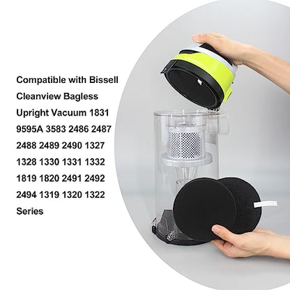 Replacement Filter Compatible with Bissell 2259 2260 2492 2252 2486 2253 2254 22543 2255 2256 1831 9595A 2487 2258 1309 1790 1792 1793 Cleanview Bagless Upright Vacuum (2 Pack)