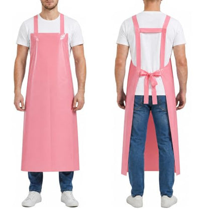 Molaxhome TPU Waterproof Apron Lightweight Oil-resistant Chef Apron - color: Pink