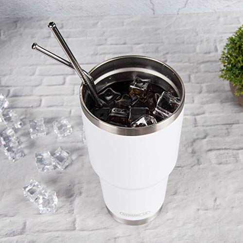 D·S 30oz White Tumbler Double Wall Vacuum Insulated Travel Coffee Mug - color: White