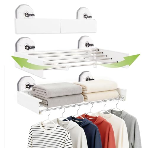 Drill-Free Foldable Wall Mounted Clothes Drying Rack for Laundry, 25 Inches