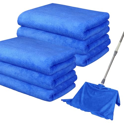6 Pack Microfiber Cleaning Cloths Extra Large 30" x 20",XL Rags Washable Reusable Streak Free Lint Free Towels for Floor Mop,Glass,Windows,Kitchen,Bathroom,Office & Car Cleaning(Blue)