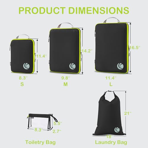 Cipway Compression Packing Cubes for Travel (6 Piece,Black) - color: Black, size: 6PCS