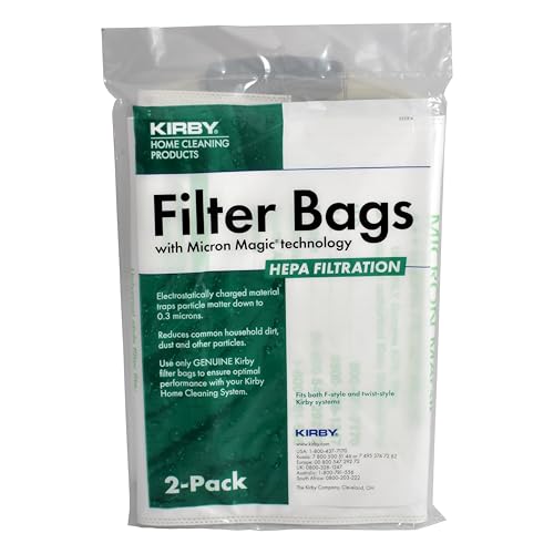 Kirby HEPA Filter Bags 2-Pack, Part #205814 | Genuine Kirby OEM | Fits Avalir, Sentria, G Series | F-Style & Twist-Style
