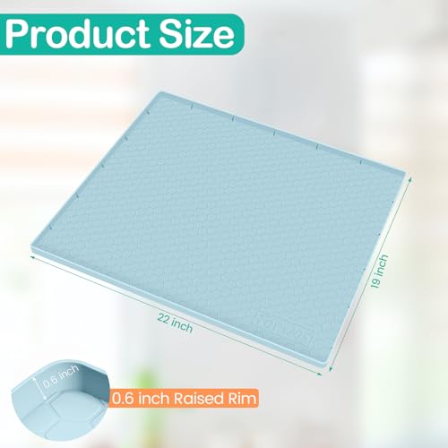 Silicone Under Sink Mat 22"x19", Waterproof Cabinet Liner, LightBlue - color: Light Blue, size: 19"W x 22"L