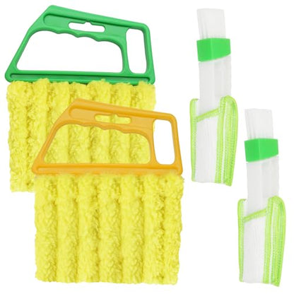 4 Pcs Blind Duster Kit, 7-Finger & Vent Tools, Yellow+Green - color: Yellow+green