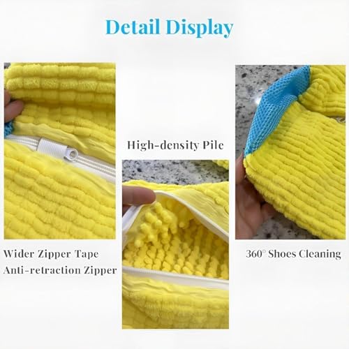 Washing Machine Shoe Bag, Anti-Deformation Thick Mesh Laundry Bag with Zipper Lock, Anti-Tangle Shoe Protector for Sneakers Canvas Running Shoes, 1-Pack Yellow - color: Yellow