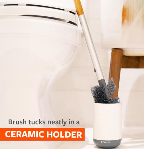 Full Circle Quick Drying Toilet Brush, Replaceable Head, White - color: Starter Kit, style: Toilet Brush