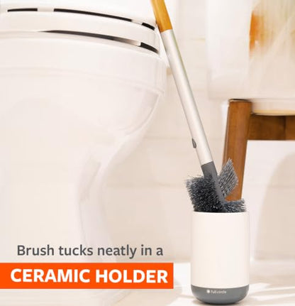 Full Circle Quick Drying Toilet Brush, Replaceable Head, White - color: Starter Kit, style: Toilet Brush