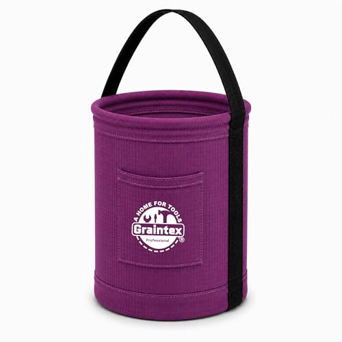Graintex Canvas Utility Bucket 9.5"x14", Round Tool Bucket, Reinforced Base & Carry Handle, Ripstop Canvas, Ideal Multi-Purpose Bag for Jobsite, Gardening, Home Use, Tool Storage - Purple - color: Purple