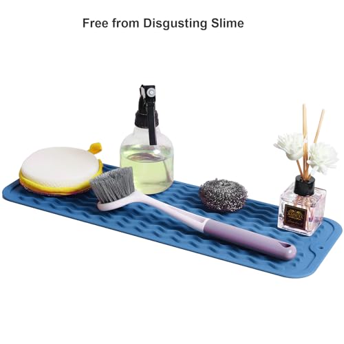 ZLR Small Dish Drying Mat for Kitchen Counter, 6"x17", Lichen Blue - color: Lichen Blue, size: 17" x 6"