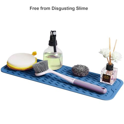 ZLR Small Dish Drying Mat for Kitchen Counter, 6"x17", Lichen Blue - color: Lichen Blue, size: 17" x 6"