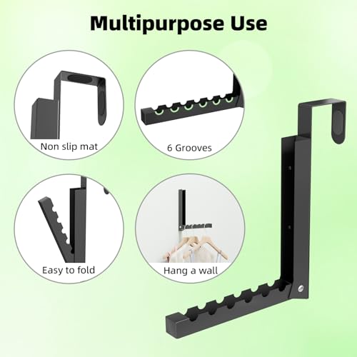 Over the Door Hanger, 2 Pack Foldable Over Door Drying Rack for Laundry - color: Black