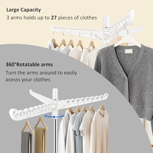 SUYU Clothes Drying Rack, Foldable Drying Rack Clothing, Laundry Drying Rack, 59-Inch Indoor Clothes Airer with 3 Rotatable Arms, Stainless Steel,4 Legs,White and Silver SNJ101 - style: 1-Tier