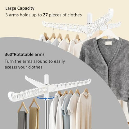 SUYU Clothes Drying Rack, Foldable Drying Rack Clothing, Laundry Drying Rack, 59-Inch Indoor Clothes Airer with 3 Rotatable Arms, Stainless Steel,4 Legs,White and Silver SNJ101 - style: 1-Tier