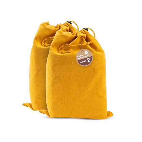 LFH Cotton Rich Shoe Storage Bags with Drawstring, Dustproof Breathable Reusable Organizer, Perfect For Travel, Dorm, Hotel, College, Gym, Easy to Carry, Machine Washable 8"x17" (Pack of 2) - Golden - color: Gold, size: 8"x17" (Pack of 2)