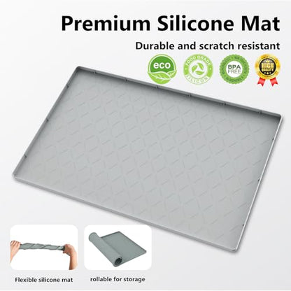 Mateeylife Under Sink Mat Kitchen Waterproof, Silicone Sink Tray 22"X31" - color: Light Grey, size: 22''W x 31''L