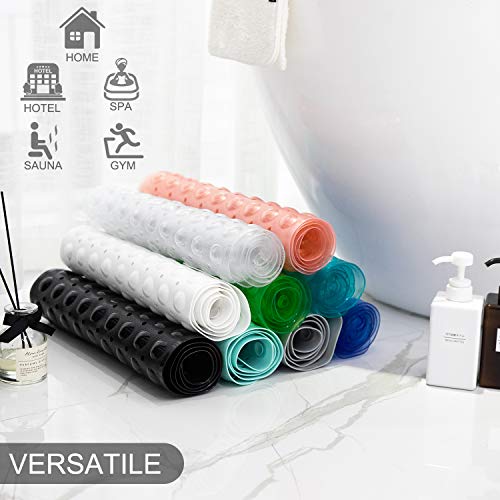 TEESHLY Bath Tub and Shower Mats, Non-Slip 39 x 16 Inch Extra Long Bathtub Mat, Machine Washable BathMat with Drain Holes, Suction Cups for Bathroom (Opaque Navy Blue) - color: Opaque Navy Blue