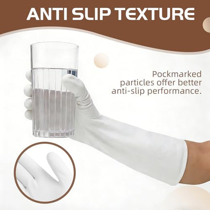 50 Counts 16" Long Disposable Nitrile Gloves,White,L - color: White, size: Large