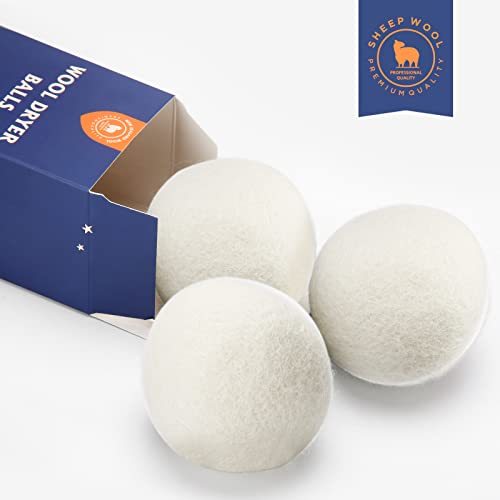 Wool Dryer Balls Handmade 3 Pack XL,Laundry Dryer Balls,100% New Zealand Wool Natural Fabric Softener,Reusable 1000 Loads,Wrinkles Free, Shorten Drying Time,Baby Safe (3 Pack,White) - color: Natural White