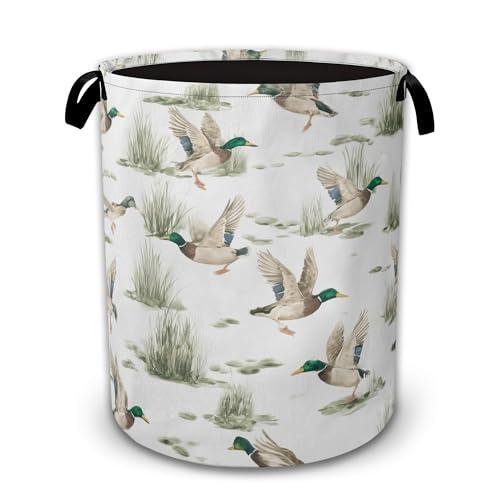 Collapsible Laundry Basket,Mallard Duck Waterproof Oxford Cloth Hamper with Handles,16 x 20.8 Inch Portable Storage Organizer for Laundry Room Bedroom - color: Mallard Duck