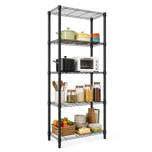 Garvee Metal Storage Shelves 5-Shelf Adjustable Wire Shelving Unit - size: 29"W x 72"H x 13.7"D-1 Pack