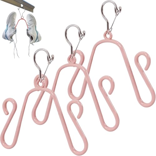 Shoe Drying Hanger for Washing Machine Shoes – Stainless Steel 3-Pack, Space-Saving Sneaker Dryer for Fast Air Drying, Laundry Room & Closet Shoe Organizer (Pastel Pink) - color: Pastel Pink