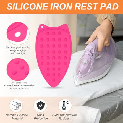PATIKIL Silicone Iron Rest Pad, Multipurpose Hot Heat Resistant Iron Rest Plate Protective Pad for Ironing Board Hot Resistant Steamer Steam Compact Mat, Rose Red - color: Rose Red