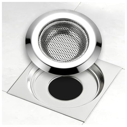Bathtub Drain Strainer，2.87 inch Bathtub Floor Shower Hair Drain Catcher Cover, Stainless Steel Bathroom Sink Strainer Filter Basket for Bathroom Sink, Wash Basin