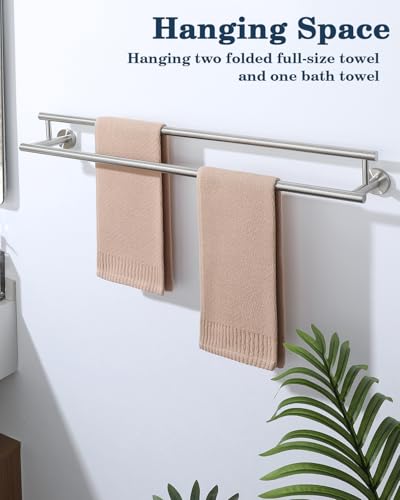 Alise Double Towel Bar,28" Towel Racks for Bathroom Wall Mounted,Nickel - color: Brushed Nickel, size: 28-Inch (2-Bars)